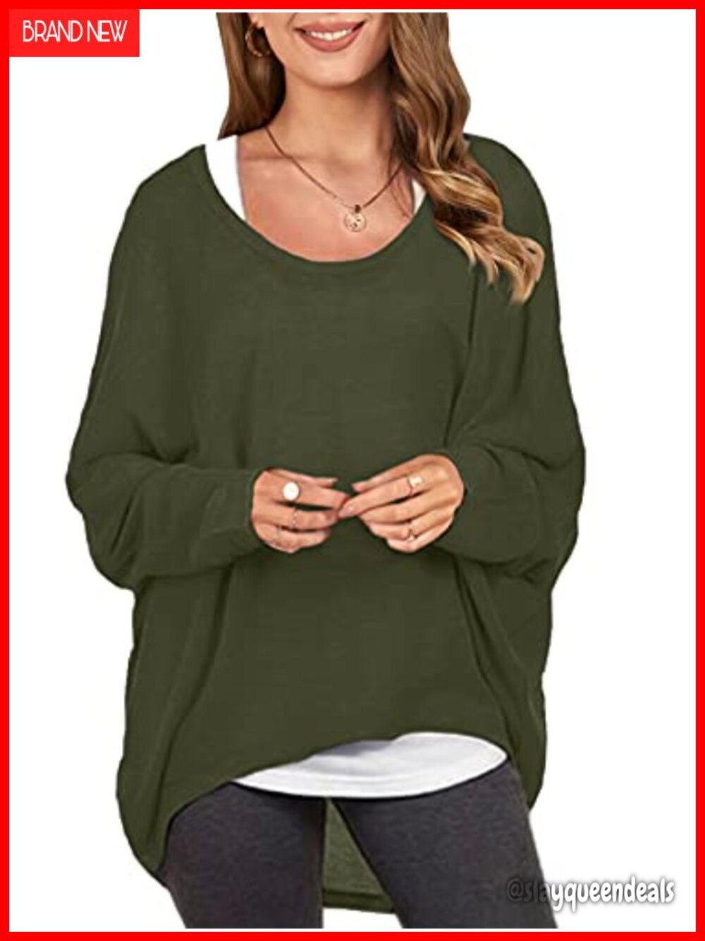 Womens Oversized Off Shoulder Batwing Sleeve Pullover Sweater Top